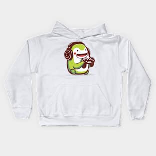 Avocado Gamer: Cute Drawing of an Avocado Playing Video Games Kids Hoodie